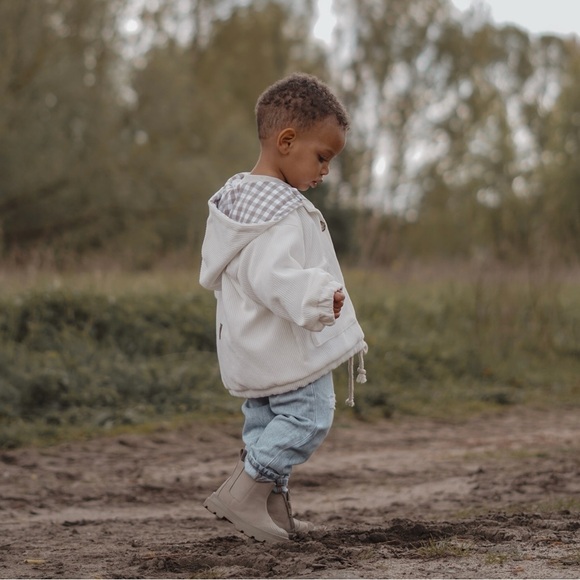 Stylish Hooded Corduroy Kids Jacket - Picture 1 of 8